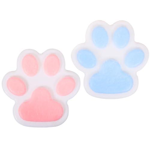 2pcs Big 5.5in Thin Squishy Cat Paw Squeeze Toys,Cute Kawaii Squishies,Cat Paw Fur Ball,Jelly Kitty Paw Squishy Funny for Adults Kids (2pcs Pink+Blue Big 5.5in Thin)