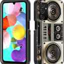for Galaxy A15 5G Case with Built in Kickstand,Shockproof/Dustproof/Drop Proof 3-Layer Military Grade Protective Cover for Samsung Galaxy A15 5G 6.5 inch 2024,Vintage 80s Boombox