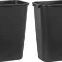 Rubbermaid Commercial 295700BK Deskside Plastic Wastebasket, Rectangular, 10 1/4 gal, Black (Pack of 2)