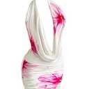 SweatyRocks Women's Club Halter Cowl Neck Dress Draped Going Out Open Back Cocktail Mini Dresses Party Clubwear Multicolor Small
