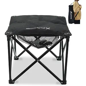 Padded Camping Stool, 18" 500lb Oversized Foot Rest, Black, 1