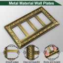 Antique Brass Decorative Wall Plate Light Switch Cover Decorator Outlet Covers Rocker Switch Plates Metal Material Wall Plates for Kitchen Bathroom (4 Gang Quad Decorator-2 Pack)