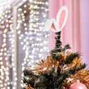 Poen Easter Tree Topper with Bunny Ears Metal Spiral Bunny Ornaments Rabbit Christmas Tree Decor for Easter Holiday Decoration Spring Party Supplies (10 Inches)