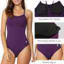 baleaf Women's Athletic Training Adjustable Strap One Piece Swimsuit (Purple, L)