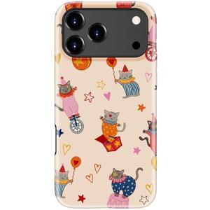 DEENAKIN for iPhone 17 Pro Case Cute,Aesthetic Circus Cat Colorful Clown Kitten Fun Phone Case, Compatible with Magsafe, Trendy Retro Western Protective Slim Silicone Phone Cover for Women Girls