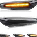 NDRUSH Sequential LED Side Marker Turn Signal Lights Compatible with BMW E90 E91 E92 E93 E46 E53 X3 E83 X 1 E84 E81 E82 E87 E88, Smoked Lens, Pack of 2