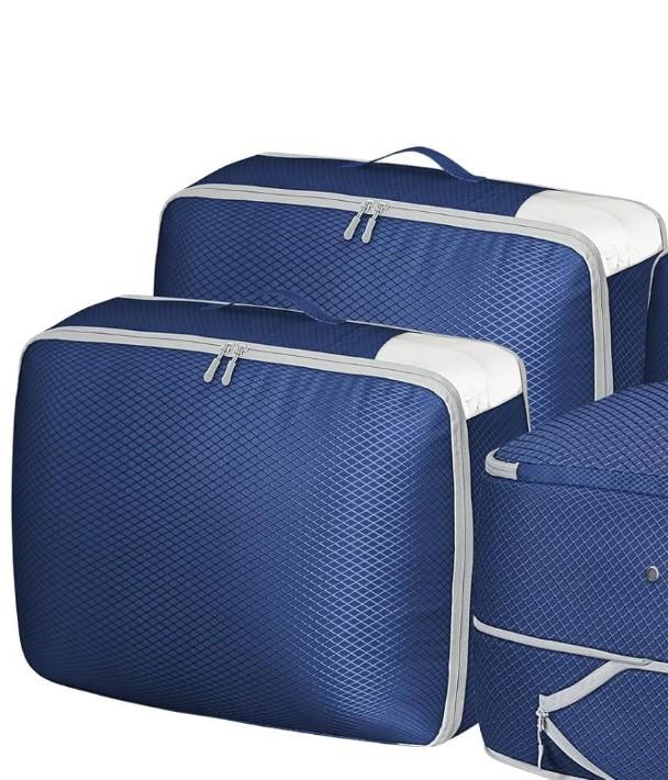 DIMJ Comforter Storage Bag 3 Pack - Blanket Storage Organizer Compression Bags, Large Capacity Ultra Space Saving Self Compression Organize for Bedding, Pillow, Duvet, Sheet Storage with Zipper Window