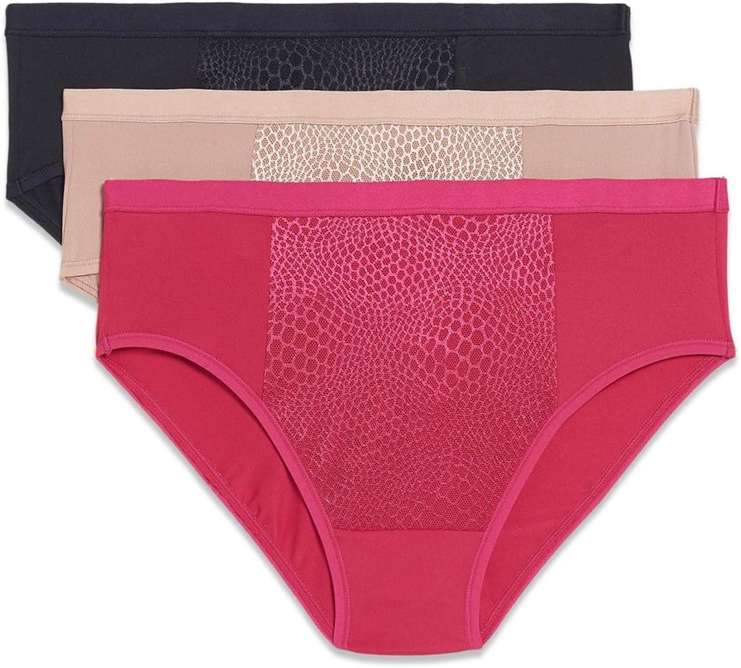 Warner's Women's Blissful Benefits Tummy-Smoothing Comfort Microfiber Hipster 3-Pack Ru5023w (X-Large)