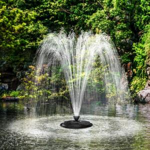 Biling Large Pond Floating Fountain with 660GPH Fountain Pump, Color-Changing LED Lights, 27 FT Power Cord, 3 Spray Patterns, for Outdoor Pond Pool, Black