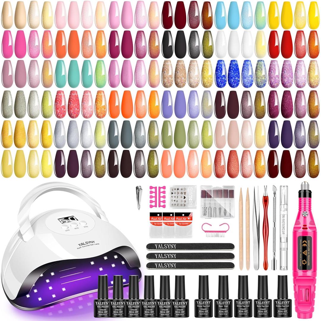 NAIL POLISH KIT with U V Lamp and Drill Starter Kit 36 Colors Gel Nail Polish Nail Art Gel Manicure Kit