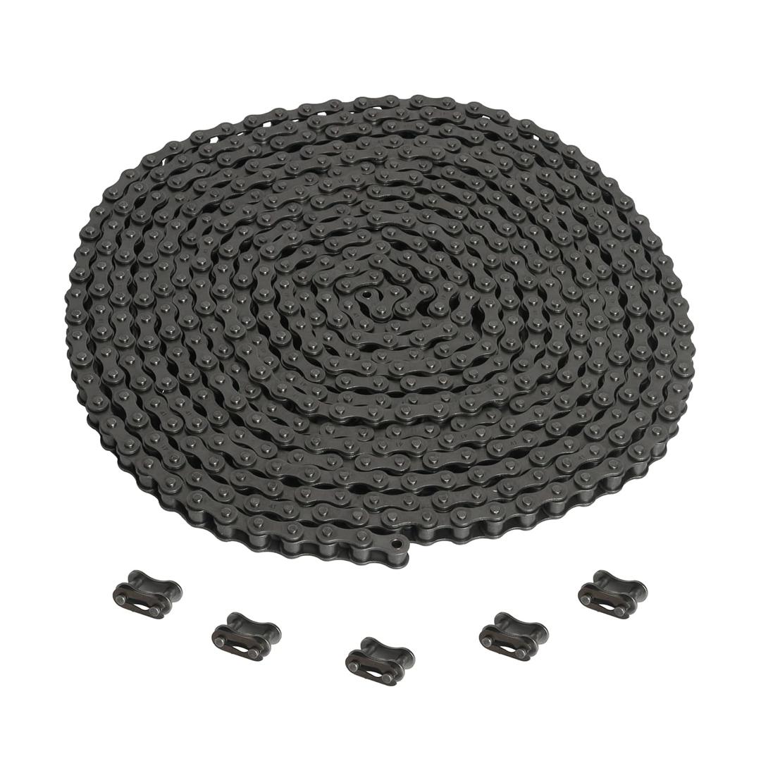 #41 Roller Chain 20 Feet Carbon Steel Chains with 5 Connecting Links Pitch for Chain Driven Sliding Gate Opener, Mini Bikes, Scooters, Garage Hanger Door Karts Bike
