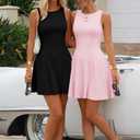 IWD Womens Summer Sleeveless Mini Dress 2026 Elegant Classy Boat Neck A Line Cocktail Party Short Dresses (Black, M)