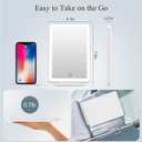 FUNTOUCH Rechargeable Travel Makeup Mirror with 72 Led Lights, Portable Lighted Beauty Mirror, 3 Color Lighting, Dimmable Touch Screen, Tabletop LED Folding Cosmetic Vanity Mirror (White)