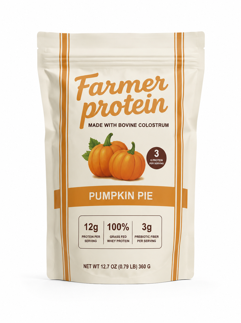 Pumpkin Pie Protein Powder, Grass-Fed Whey Protein Powder with 12g Plant-Based Protein & 3g Prebiotic Fiber, Made with Real Pumpkins & Organic Cinnamon, Non-GMO, Gluten Free, 0.79lb (EXP 10/31/27)