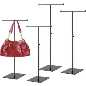 Leinuosen 4 Pcs Tabletop Purse Display Stand Metal T Bar Handbag Display Stand Holder Adjustable Height Double Hook Hanging Jewelry Stands for Home Store Boutique Counter