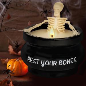 Halloween Decorations Indoor, Halloween Skeleton Candle, Skull Candles Gothic Decoration for Home Bar Indoor Room Tables, Farmhouse Decoration Spooky Gifts for Women