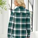 LOMON Womens Long Sleeve Button Down Shirts Casual Loose Fit Cotton Collared Blouses (Green, L)