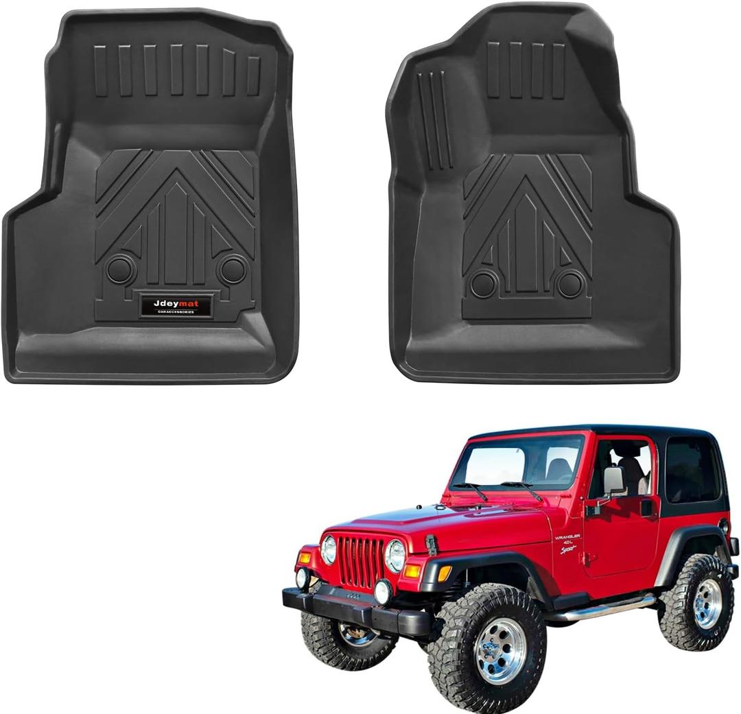 All Weather TPE Front Floor Mats for 1997-2006 Jeep Wrangler TJ Accessories (for 1997-2006 Jeep Wrangler TJ/LJ Front Floor Mats 2 Pcs)