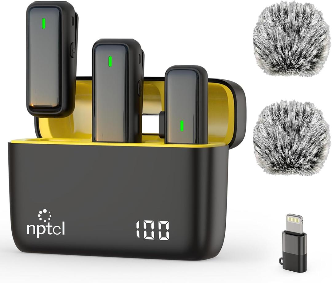 NPTCL Wireless Lavalier Microphone for iPhone Android Phone - USB Type C Mini Microphone with 24H Charging Case Noise Reduction for Video Recording Vlog YouTube TikTok (2A3XK)