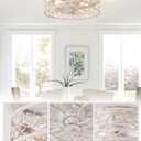 LEDIARY Caged Ceiling Fans with Lights, White Flush Mount Ceiling Fan with Remote&App, Small Low Profile Bladeless Ceiling Fan Light Fixture for Bedroom, Kitchen, Dining Room-White Gold Color