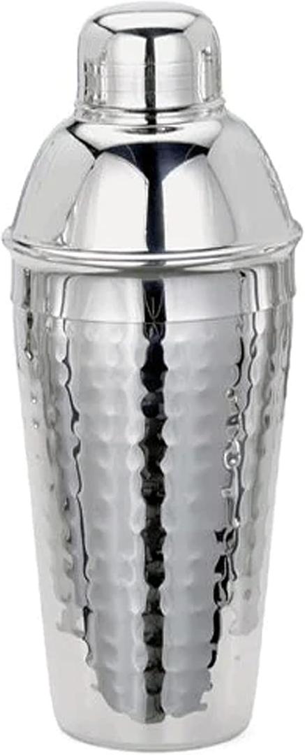 Cuisinox Stainless Steel Cocktail Shaker with Lid and Strainer, Hammered Finish, 9.4"- 24 oz