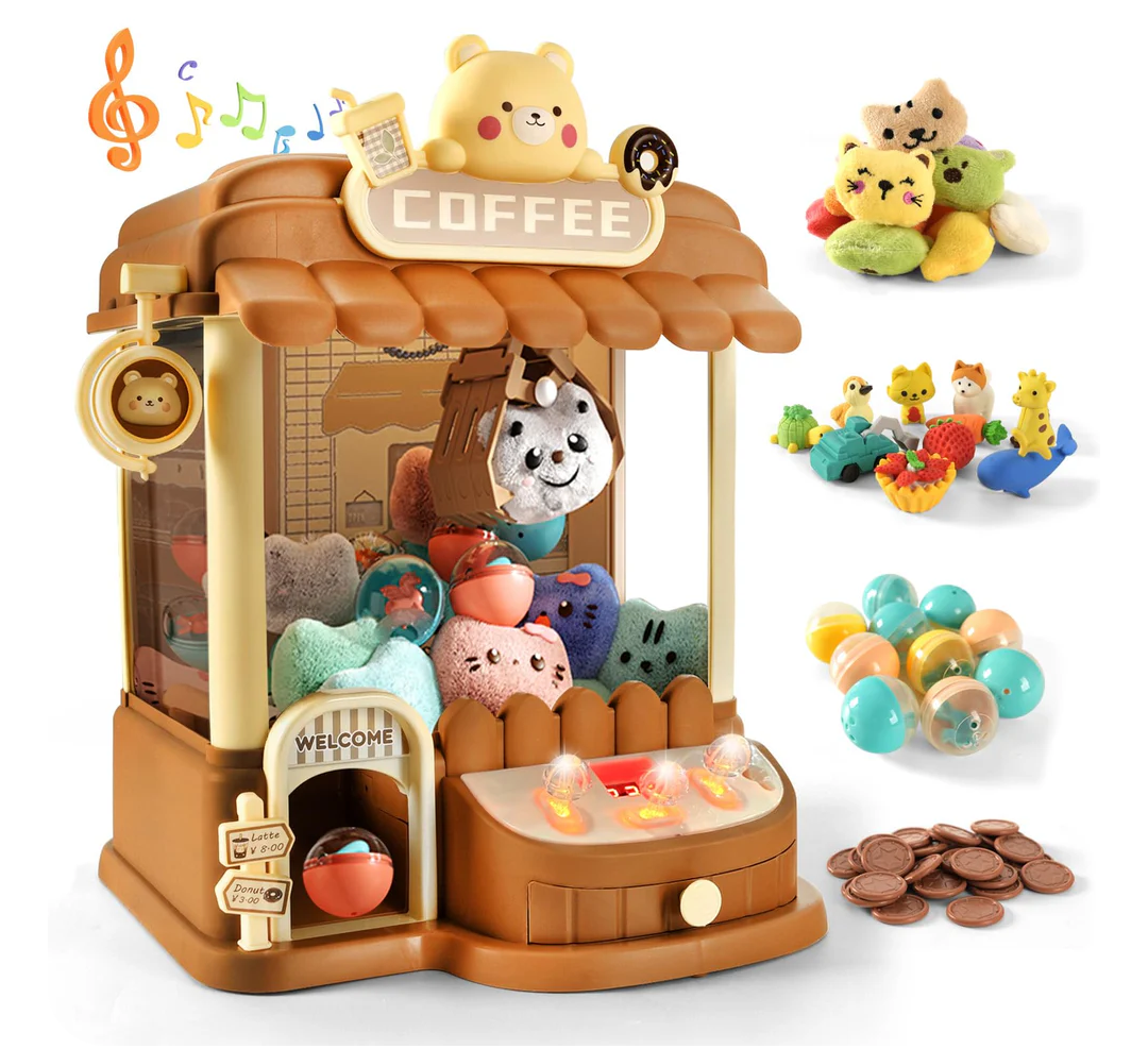 Large Claw Machine for Kids Adults, Mini Vending Machine with 30 Fun Toys, Candy Dispenser Machine, Prize Dispenser with Music L