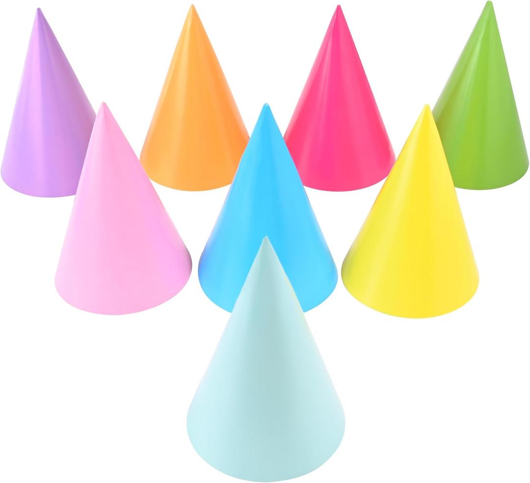 CANREVEL 16 PCS Pastel Party Hats for Kids and Adults, Rainbow Party Supplies for Party Decorations, Macaron Cone Kids Hats for Girl Boy Women Men