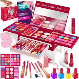Kids Makeup Kit for Girls - Girl Toys Non-Toxic Real Washable Make Up Set for Little Girls - Pretend Play Toy Birthday Gift Idea for Girl Ages 3, 4, 5, 6, 7, 8, 9, 10 Year Old