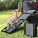 Fixwal Dog Ramp for Car, 71" Extra Long & 17" Wide Folding Portable Pet with Non-Slip Rug Surface for Medium & Large Dogs Up to 250LBS Enter Car SUV & Truck