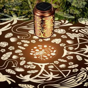 Flamingo Solar Lanterns Outdoor Waterproof Garden Decor Lantern Gifts for Mother Grandma, Retro Metal Hanging Solar Lights Decoration Outside for Yard, Patio, Backyard, Porch, Flamingo Gifts