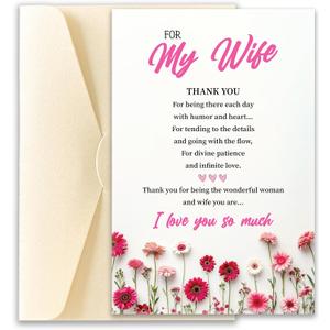 2 x POMELION Mother's Day Card for Wife from Husband - Meaningful Gift for Her Wifey on Mothers Day - Lovely Present Ideas from Husband Hubby - Greeting Card