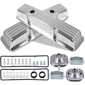Aluminum Tall Valve Covers for 1958-1986 Chevy SBC 283, 302, 305, 327, 350, 400 Engine Small Block Finned Polished Valve Covers