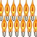 FANHONSE Flicker Flame Light Bulbs, Orange Flame Replacement Bulbs E12 Candelabra Base Light Bulbs for Electric Window Candles Halloween Indoor Outdoor String Lights, 1 Watt, 120 Volt(12 Pack)
