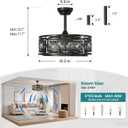 KAISITE Farmhouse Fandelier Ceiling Fan with Lights 19 Inch Black Rustic Vintage Crystal Ceiling Fan Antique Fandelier Semi Flush Mount Bladeless Chandelier Fan for Bedroom Living Room Dining Room, Large
