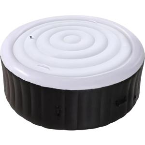 Tlswshsy 4.5 Ft Inflatable Hot Tub Cover- Energy Saving Lid for Round Hot Tub- Foldable Protective Rain Overflow Cover for Outdoor Inflatable Hot Tubs