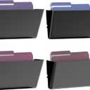 Clear Acrylic Single Pocket, Plastic Hanging Wall Mount File Holder for Office Home (Black, 4 Pack)