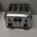Cuisinart 4 Slice Compact Stainless Steel Toaster with Extra-Wide Slots for Bread, French Toast, Bagels & Pastries, Defrost & Reheat Functions, CPT-180P1, Brushed Stainless, Removable Crumb Tray