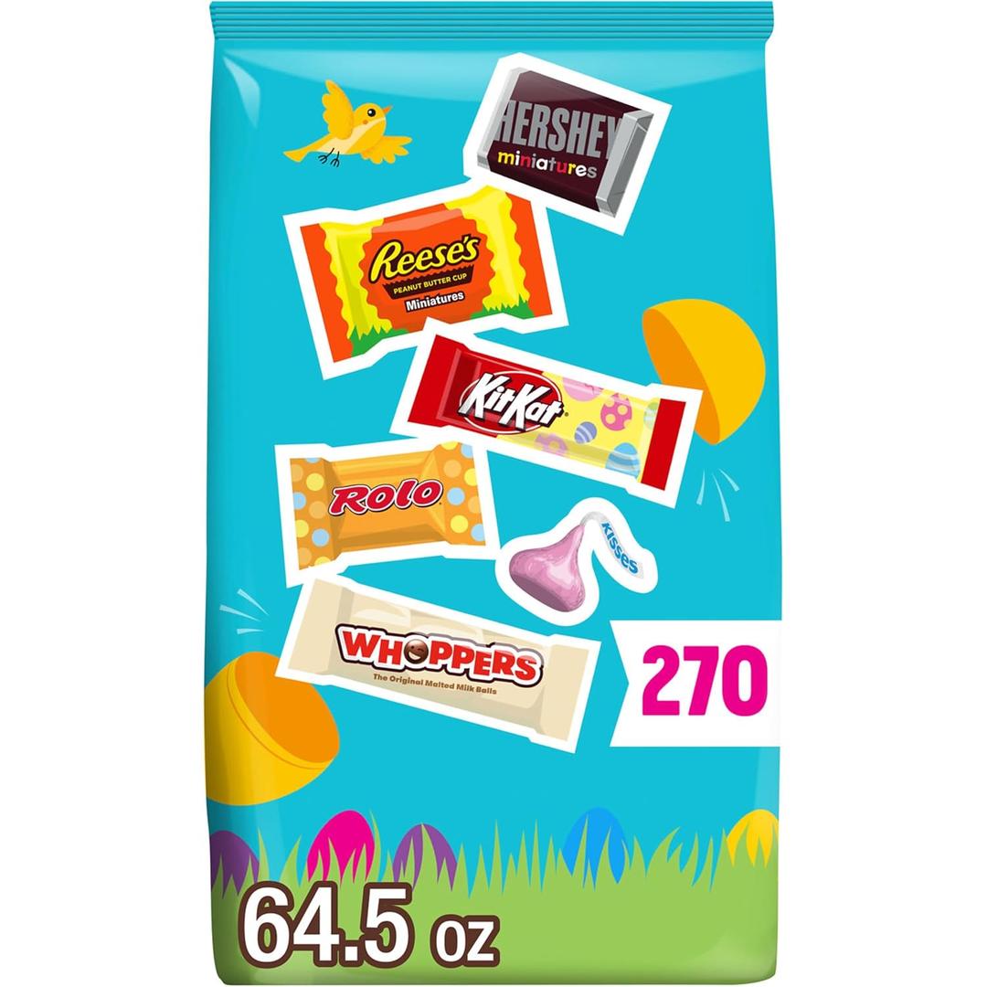 Hershey Assorted Flavored, Easter Candy Bulk Bag, 64.5 oz (270 Pieces), BB 06-26