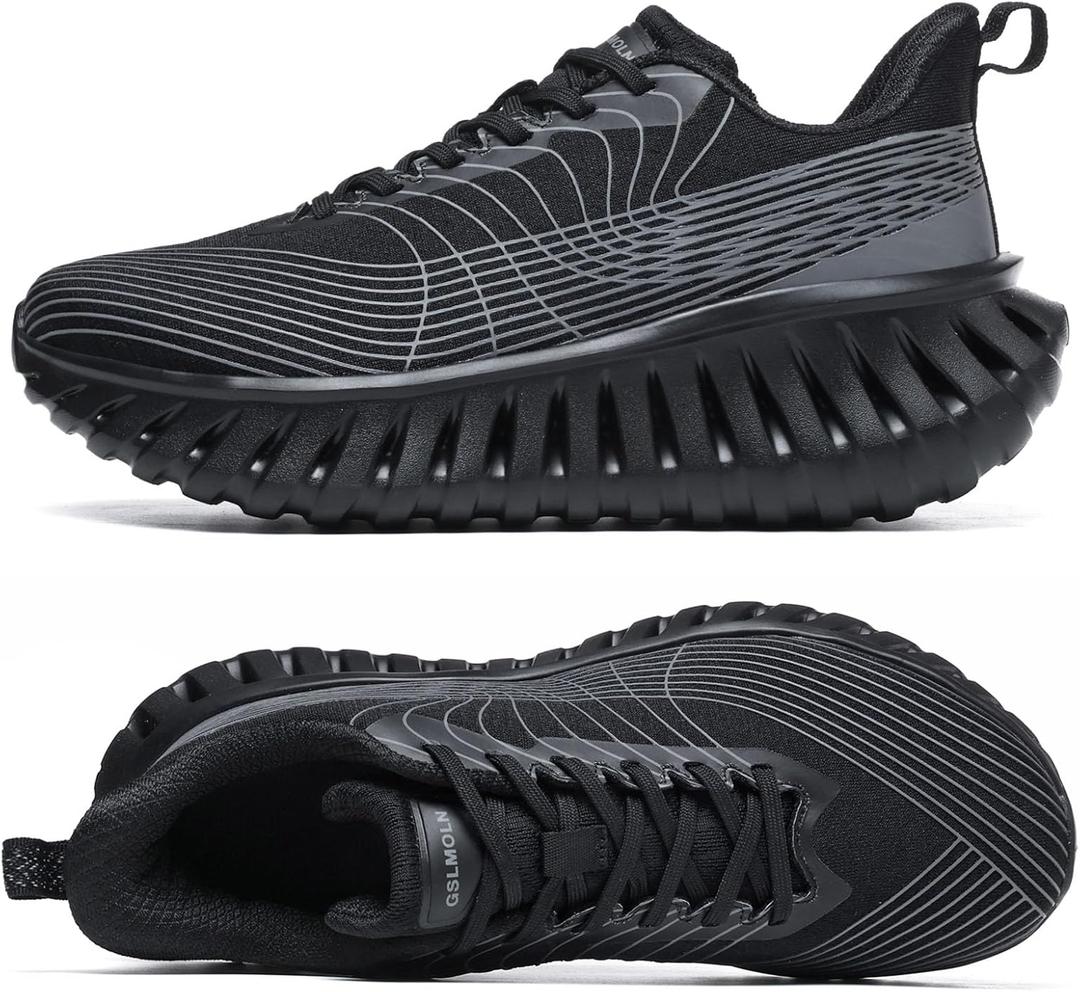 GSLMOLN Wowen Walking Shoes Casual Shoes Breathable Walking Sneakers for Workouts Cushioned Flexible Womens Shoes Training Fashion Sneakers (8-8.5, Black)