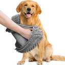 Muddy Mat Doggy Dryer, Highly Absorbent Microfiber Washable Dog Shammy Quick Drying Towel Absorber - Extra Soft Plush Wrap Chenille Bath Towels to Dry Soggy Large Pets & Small Puppy-Grey 13"x31"