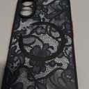 Magnetic Phone case for iPhone 17 6.3 Inch, Grade Protection & Wireless Charging - Aesthetic Lace Flower Pattern Phone Cover for Girls Women -Black Vintage Lace