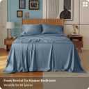 Bedsure King Size Sheets Set, Cooling Sheets for Hot Sleepers, Rayon Derived from Bamboo, PureWoven, Breathable & Soft, Deep Pocket Up to 16 Inches, Hotel Luxury Silky Bedding, Dusty Blue
