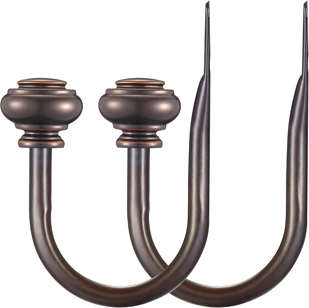 Curtain Holdbacks 2pcs, Metal Curtains Tiebacks for Drapes Window Home Decoration, Matte Brown