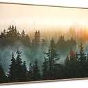 Living Room Wall Art Sunrise Misty Forest 24"x48" Modern Home Wall Decor Plants Wall Decorations Framed Artwork for Bedroom Dining Room Office Hotel