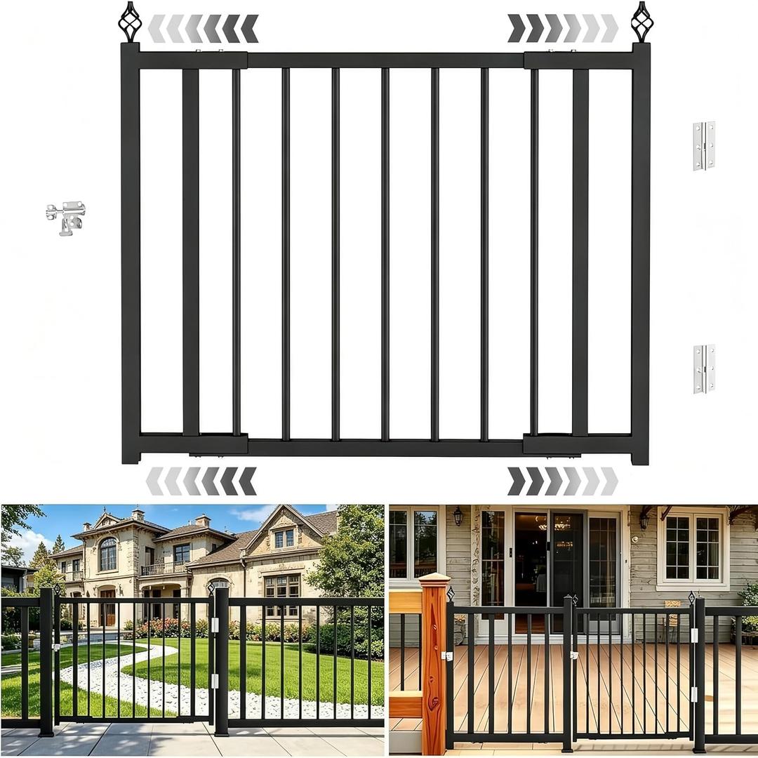 Premium Heavy-Duty Expandable Outdoor Gate, 3 to 4 FT.W x 37in.H
Auto-Closing Hinge & Secure Latch, No Cutting Needed, Dog Gate & Fence Gate for Deck