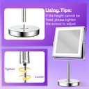 JIONIESIM Series 1X/10X Makeup Mirror with Lights, Double Sides Lighted Magnifying Mirror with 3 Colors, Height & Brightness Adjustable, Rechargeable 4000mAh Vanity Mirror (Chrome)