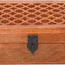 Samhita Mango Wood Decorative Wooden Box with Hinged Lid in Jali Carvings Used as Storage Box Christmas Gifts Items (9" x 6" x 3')