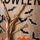 100 Pcs Halloween Classroom Bulletin Board Decorations Happy Halloween Bat Pumpkin Maple Leaf Bulletin Board Paper Cutouts with Glue Points for School Classroom Home Wall Decor