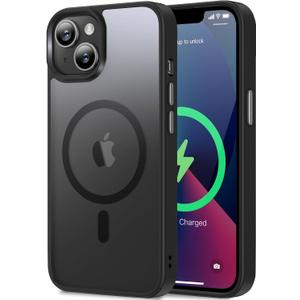 Magnetic for iPhone 13 Case/iPhone 14 Case, [Compatible with Magsafe & Military-Grade Protection] Slim Translucent Matte Phone Case for iPhone 13/14 6.1 inch,Black