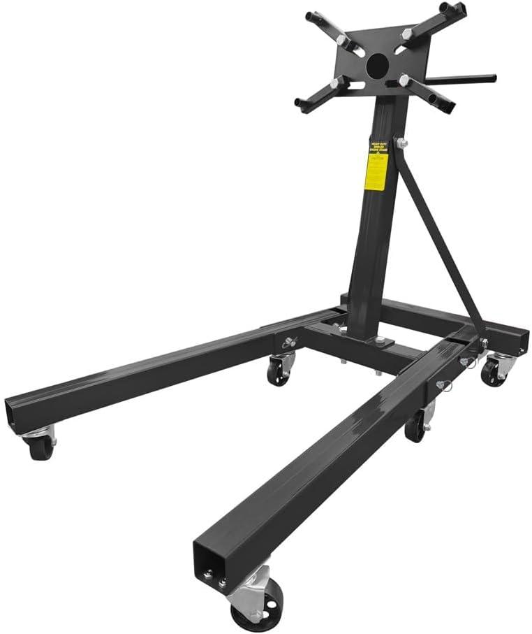 Engine Stand, 2000LBS Capacity Engine Motor Stand with 360-Degree Rotating Head,6 Casters, 4 Adjustable Arms,Folding Heavy-Duty Steel Engine Lift Stand for Auto Motor Repair